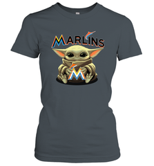 Baby Yoda Hugs Loves The Miami Marlins Baseball Womens T-Shirt Womens T-Shirt - VeigarTee