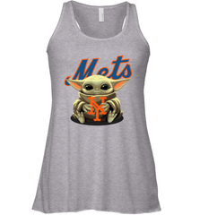 Baby Yoda Hugs Loves The New York Mets Baseball Womens Racerback Tank Top Womens Racerback Tank Top - VeigarTee