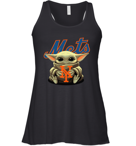 Baby Yoda Hugs Loves The New York Mets Baseball Womens Racerback Tank Top Womens Racerback Tank Top / Black / XS Womens Racerback Tank Top - VeigarTee