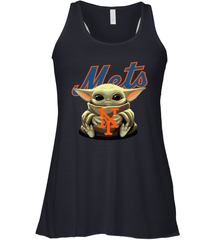 Baby Yoda Hugs Loves The New York Mets Baseball Womens Racerback Tank Top Womens Racerback Tank Top - VeigarTee