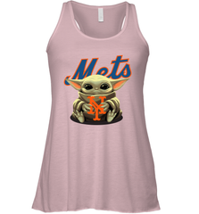 Baby Yoda Hugs Loves The New York Mets Baseball Womens Racerback Tank Top Womens Racerback Tank Top - VeigarTee