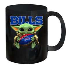 Baby Yoda Loves The Buffalo Bills Star Wars Baby Yoda Hugs Bills NFL Ceramic Mug 11oz Ceramic Mug 11oz - VeigarTee