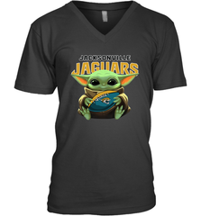 Baby Yoda Loves The Jacksonville Jaguars Star Wars Baby Yoda Hugs Jaguars NFL Mens V-Neck T-Shirt Mens V-Neck T-Shirt - VeigarTee