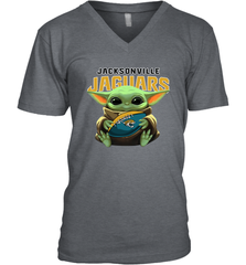 Baby Yoda Loves The Jacksonville Jaguars Star Wars Baby Yoda Hugs Jaguars NFL Mens V-Neck T-Shirt Mens V-Neck T-Shirt - VeigarTee