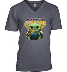 Baby Yoda Loves The Jacksonville Jaguars Star Wars Baby Yoda Hugs Jaguars NFL Mens V-Neck T-Shirt Mens V-Neck T-Shirt - VeigarTee