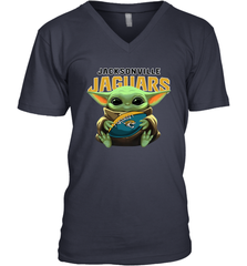 Baby Yoda Loves The Jacksonville Jaguars Star Wars Baby Yoda Hugs Jaguars NFL Mens V-Neck T-Shirt Mens V-Neck T-Shirt - VeigarTee