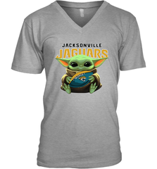 Baby Yoda Loves The Jacksonville Jaguars Star Wars Baby Yoda Hugs Jaguars NFL Mens V-Neck T-Shirt Mens V-Neck T-Shirt - VeigarTee