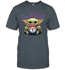 Baby Yoda Hugs Loves The Texas Rangers Baseball Mens T-Shirt Mens T-Shirt - VeigarTee