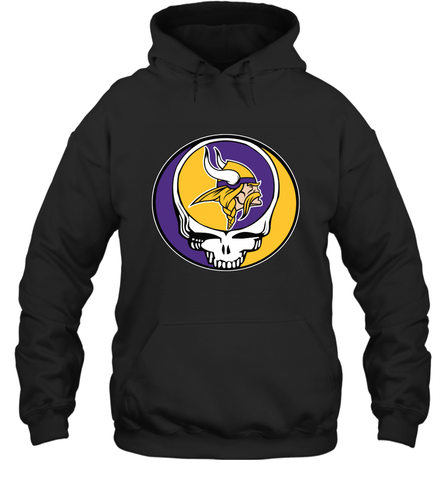 Minnesota Vikings Grateful Dead Steal Your Face NFL Football Adult Hoodie Sweatshirt Adult Hoodie Sweatshirt / Black / S Adult Hoodie Sweatshirt - VeigarTee