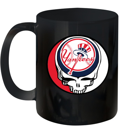 New York Yankees Grateful Dead Steal Your Face Baseball Ceramic Mug 11oz Ceramic Mug 11oz / Black / 11oz Ceramic Mug 11oz - VeigarTee
