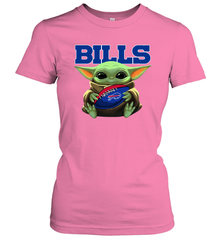 Baby Yoda Loves The Buffalo Bills Star Wars Baby Yoda Hugs Bills NFL Womens T-Shirt Womens T-Shirt - VeigarTee