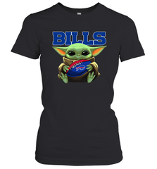 Baby Yoda Loves The Buffalo Bills Star Wars Baby Yoda Hugs Bills NFL Womens T-Shirt Womens T-Shirt - VeigarTee
