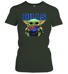 Baby Yoda Loves The Buffalo Bills Star Wars Baby Yoda Hugs Bills NFL Womens T-Shirt Womens T-Shirt - VeigarTee
