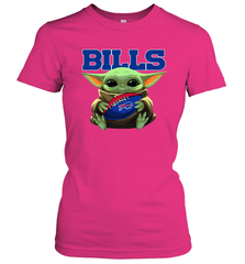 Baby Yoda Loves The Buffalo Bills Star Wars Baby Yoda Hugs Bills NFL Womens T-Shirt Womens T-Shirt - VeigarTee