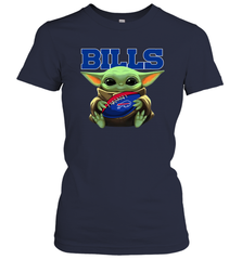 Baby Yoda Loves The Buffalo Bills Star Wars Baby Yoda Hugs Bills NFL Womens T-Shirt Womens T-Shirt - VeigarTee