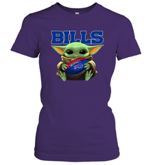 Baby Yoda Loves The Buffalo Bills Star Wars Baby Yoda Hugs Bills NFL Womens T-Shirt Womens T-Shirt - VeigarTee