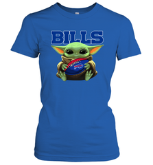 Baby Yoda Loves The Buffalo Bills Star Wars Baby Yoda Hugs Bills NFL Womens T-Shirt Womens T-Shirt - VeigarTee