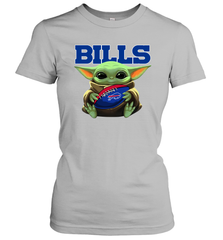 Baby Yoda Loves The Buffalo Bills Star Wars Baby Yoda Hugs Bills NFL Womens T-Shirt Womens T-Shirt - VeigarTee