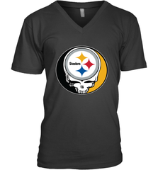 Pittsburgh Steelers Grateful Dead Steal Your Face NFL Football Mens V-Neck T-Shirt Mens V-Neck T-Shirt - VeigarTee