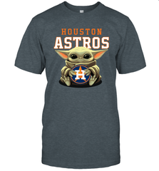 Baby Yoda Hugs Loves The Houston Astros Baseball Mens T-Shirt Mens T-Shirt - VeigarTee