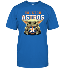 Baby Yoda Hugs Loves The Houston Astros Baseball Mens T-Shirt Mens T-Shirt - VeigarTee
