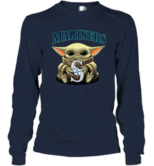 Baby Yoda Hugs Loves The Seattle Mariners Baseball Adult Long Sleeve T-Shirt Adult Long Sleeve T-Shirt - VeigarTee