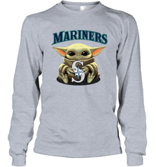 Baby Yoda Hugs Loves The Seattle Mariners Baseball Adult Long Sleeve T-Shirt Adult Long Sleeve T-Shirt - VeigarTee