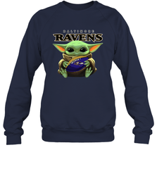 Baby Yoda Loves The Baltimore Ravens Star Wars Baby Yoda Hugs Ravens NFL Adult Sweatshirt Adult Sweatshirt - VeigarTee
