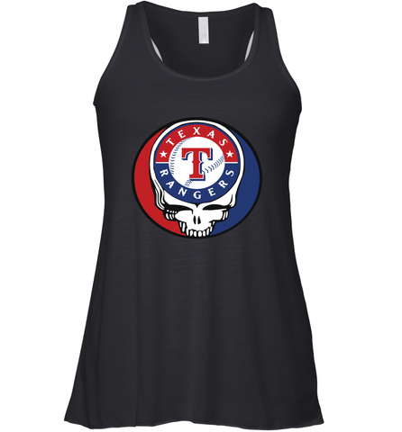 Texas Rangers Grateful Dead Steal Your Face Baseball Womens Racerback Tank Top Womens Racerback Tank Top / Black / XS Womens Racerback Tank Top - VeigarTee