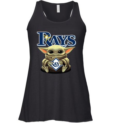 Baby Yoda Hugs Loves The Tampa Bay Rays Baseball Womens Racerback Tank Top Womens Racerback Tank Top / Black / XS Womens Racerback Tank Top - VeigarTee