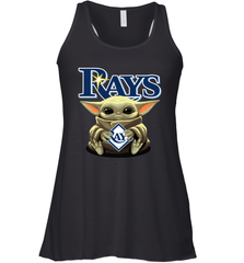 Baby Yoda Hugs Loves The Tampa Bay Rays Baseball Womens Racerback Tank Top Womens Racerback Tank Top - VeigarTee