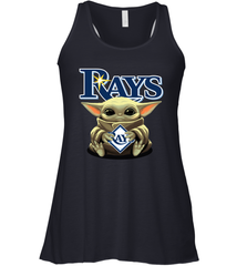 Baby Yoda Hugs Loves The Tampa Bay Rays Baseball Womens Racerback Tank Top Womens Racerback Tank Top - VeigarTee