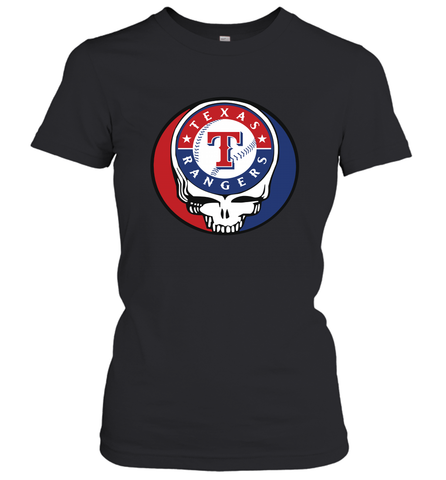 Texas Rangers Grateful Dead Steal Your Face Baseball Womens T-Shirt Womens T-Shirt / Black / XS Womens T-Shirt - VeigarTee