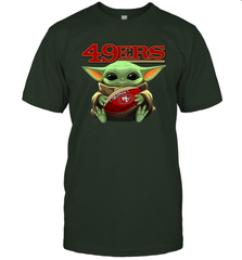 Baby Yoda Loves The San Francisco 49ers Star Wars Baby Yoda Hugs 49ers NFL Mens T-Shirt Mens T-Shirt - VeigarTee