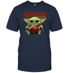 Baby Yoda Loves The San Francisco 49ers Star Wars Baby Yoda Hugs 49ers NFL Mens T-Shirt Mens T-Shirt - VeigarTee