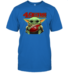 Baby Yoda Loves The San Francisco 49ers Star Wars Baby Yoda Hugs 49ers NFL Mens T-Shirt Mens T-Shirt - VeigarTee