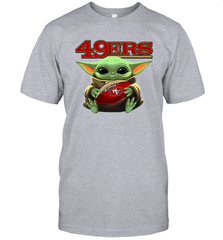 Baby Yoda Loves The San Francisco 49ers Star Wars Baby Yoda Hugs 49ers NFL Mens T-Shirt Mens T-Shirt - VeigarTee