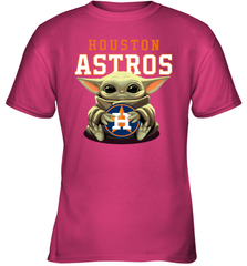 Baby Yoda Hugs Loves The Houston Astros Baseball Youth T-Shirt Youth T-Shirt - VeigarTee