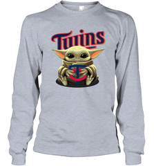 Baby Yoda Hugs Loves The Minnesota Twins Baseball Adult Long Sleeve T-Shirt Adult Long Sleeve T-Shirt - VeigarTee