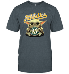 Baby Yoda Hugs Loves The Oakland Athletics Baseball Mens T-Shirt Mens T-Shirt - VeigarTee