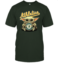 Baby Yoda Hugs Loves The Oakland Athletics Baseball Mens T-Shirt Mens T-Shirt - VeigarTee