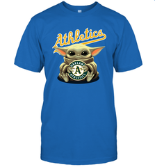 Baby Yoda Hugs Loves The Oakland Athletics Baseball Mens T-Shirt Mens T-Shirt - VeigarTee