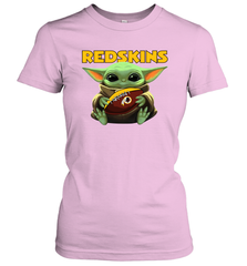 Baby Yoda Loves The Washington Redskins Star Wars Baby Yoda Hugs Redskins NFL Womens T-Shirt Womens T-Shirt - VeigarTee