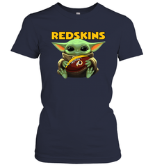 Baby Yoda Loves The Washington Redskins Star Wars Baby Yoda Hugs Redskins NFL Womens T-Shirt Womens T-Shirt - VeigarTee