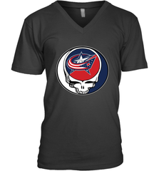 Columbus Blue Grateful Dead Steal Your Face Hockey NHL Mens V-Neck T-Shirt Mens V-Neck T-Shirt - VeigarTee