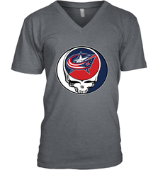 Columbus Blue Grateful Dead Steal Your Face Hockey NHL Mens V-Neck T-Shirt Mens V-Neck T-Shirt - VeigarTee