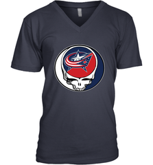 Columbus Blue Grateful Dead Steal Your Face Hockey NHL Mens V-Neck T-Shirt Mens V-Neck T-Shirt - VeigarTee
