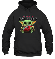 Baby Yoda Loves The Atlanta Falcons Star Wars Baby Yoda Hugs Falcons NFL Adult Hoodie Sweatshirt Adult Hoodie Sweatshirt - VeigarTee