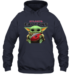 Baby Yoda Loves The Atlanta Falcons Star Wars Baby Yoda Hugs Falcons NFL Adult Hoodie Sweatshirt
