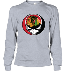 Chicago Blackhawks Grateful Dead Steal Your Face Hockey NHL Adult Long Sleeve T-Shirt Adult Long Sleeve T-Shirt - VeigarTee